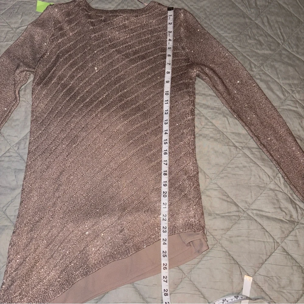 Apt 9 Sweater Gold Taupe XS Sparkly Thru out✨Long Sleeve Tunic Top Holiday Nice - Picture 13 of 13